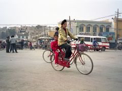 20 Kashgar Old City Street Scene 1993 Woman And Child On Bicycle